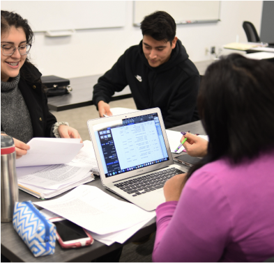 Students around computer